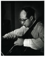 Mstislav Rostropovich playing the cello, 1956 [descriptive]