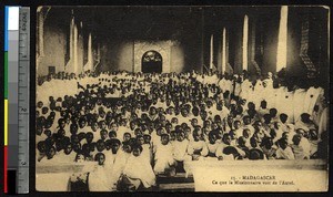 Large congregation inside a Catholic church, Madagascar, ca.1920-1940