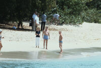 President Ronald Reagan and First Lady Nancy Reagan at a beach