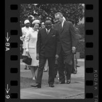 President Lyndon B. Johnson, Upper Voltian President Maurice Yaméogo, and Laby Bird, 1965 [8A]