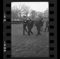 President Lyndon B. Johnson, Upper Voltian President Maurice Yaméogo and General walking, 1965 [8_2]