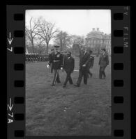 President Lyndon B. Johnson, Upper Voltian President Maurice Yaméogo and General walking, 1965 [7_2]