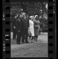 President Lyndon B. Johnson and Upper Voltian President Maurice Yaméogo and their wives, 1965 [5]