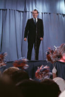 President Richard Nixon speaks to a crowd during his 1968 incumbent presidential campaign