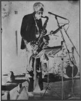 Frank Lowe playing saxophone, 1978 [descriptive]