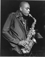 Julius Hemphill playing saxophone, 1977 [descriptive]