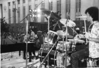 Johnny Otis performing at a downtown L.A. street fair [descriptive]