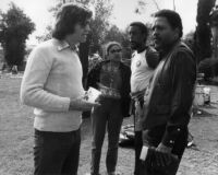 Bobby Shew, Roy McCurdy, Bobby Bradford and an unidentified woman, 1981 [descriptive]