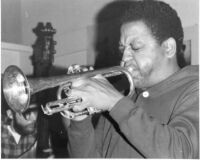 Bobby Bradford playing trumpet, 1976 [descriptive]