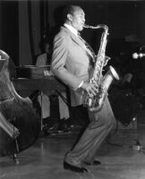 Harold Land playing the tenor saxophone in Los Angeles, 1983 [descriptive]