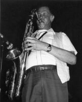 Dexter Gordon playing saxophone, 1982 [descriptive]