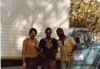 Mark Weber, Horace Tapscott and Henry Franklin at the Pan Afrikan People's Arkestra performance at UCLA, 1981 [descriptive]