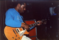 Unidentified guitarist in Jimmy Johnson's band, 1987 [descriptive]