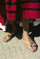 Ejutla de Crespo, leather sandals close-up, 1982