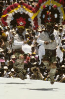 Teotitlán, men dancing wearing large headdresses, 1985