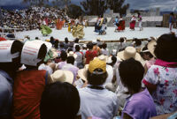 Ejutla de Crespo, spectators watching dancers on stage, 1982