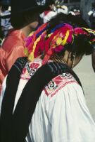 Ejutla de Crespo, back view of woman dancer close-up, 1982