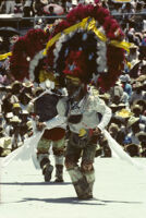 Teotitlán, men dancing wearing large headdresses, 1985