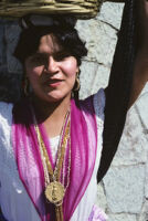 Chines de Oaxaca, woman dancer close-up, 1982