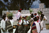 Santa Catarina Estetla, dancers holding leaves, 1985