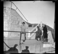 Bertha Keethler and others wait for the incline car to Mount Lowe, Los Angeles County, 1932