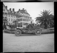 H. H. West's car parked in front of the Hotel del Coronado, Coronado, 1909