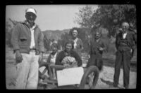 Mrs. Noe poses with fellow patients and visitors at the Independent Order of Foresters Sanatorium, San Fernando vicinity, 1936