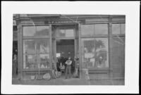 Frank Lemberger poses in front of his hardware store, Los Angeles, about 1844 or 1885