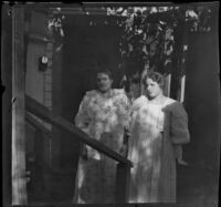 Two prostitutes in front of the cribs on Alameda Street, Los Angeles, 1896