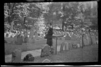 Mertie West visits Granary Burying Ground, Boston, 1947