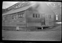 Exterior of the mess hall at Camp Eielson, viewed close-up, Denali National Park and Preserve, 1946