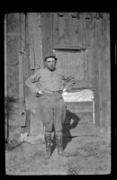 H. H. West at Grays Meadows camp ground during a trip to Gardner Creek, about 1919