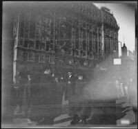 Crowd walks in front of the Hotel Astor, New York, 1914