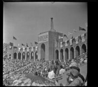 Crowd at the Los Angeles Memorial Coliseum watches the Olympic Games, Los Angeles, 1932