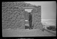 Ruins of a building standing at the Harmony Borax Works, Death Valley National Park, 1947