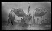 H. H. West and Mertie West pose in front of viewing platform at the Whirlpool Aero Car, Niagara Falls, 1947