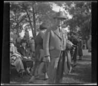 Man poses for the camera at the Iowa Picnic in Lincoln Park, Los Angeles, 1940