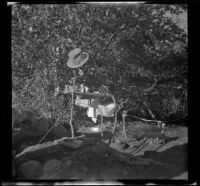 Campsite shaving and grooming station standing near Rock Creek, Mono County, 1941