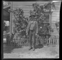 Portrait of Rolla Rucher in front of John Lemberger's house, Crafton, 1901