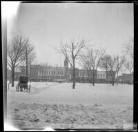 View of the town square in the snow, Red Oak, 1917