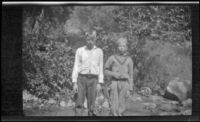 H. H. West, Jr. and another boy posing for a photograph, San Dimas, about 1929