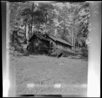 Forrest Whitaker's cabin, viewed from the front, Big Bear Lake, 1948