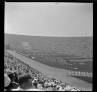 Athletes line up during the Opening Ceremony of the Olympic Games, Los Angeles, 1932