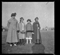 Mary, Elizabeth, Frances, and Wilhelmina West stand together, Los Angeles, about 1916