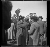 Helen Cook speaks with another woman at the Iowa Picnic in Lincoln Park, Los Angeles, 1939