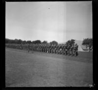 Artillery troops lined up at the Presidio, San Francisco, 1898