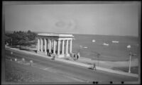 Portico housing Plymouth Rock, viewed from atop Cole's Hill, Plymouth, 1947