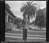 H. H. West Jr. poses wearing his R. O. T. C. uniform, Los Angeles, 1935