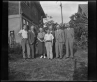 H. H. West stands in his backyard with his siblings, son, and nephew, Los Angeles, 1937