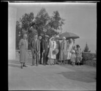 Members of the West and Lemberger families pose on the balcony of the Sunset Canyon Country Club, Burbank, about 1927